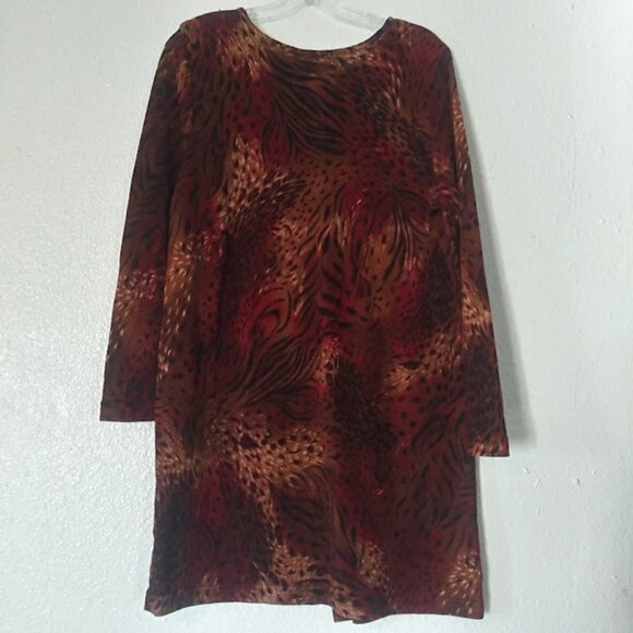 En Focus Studios women's size 16 brown multicolor animal print cardigan sweater - Picture 4 of 14